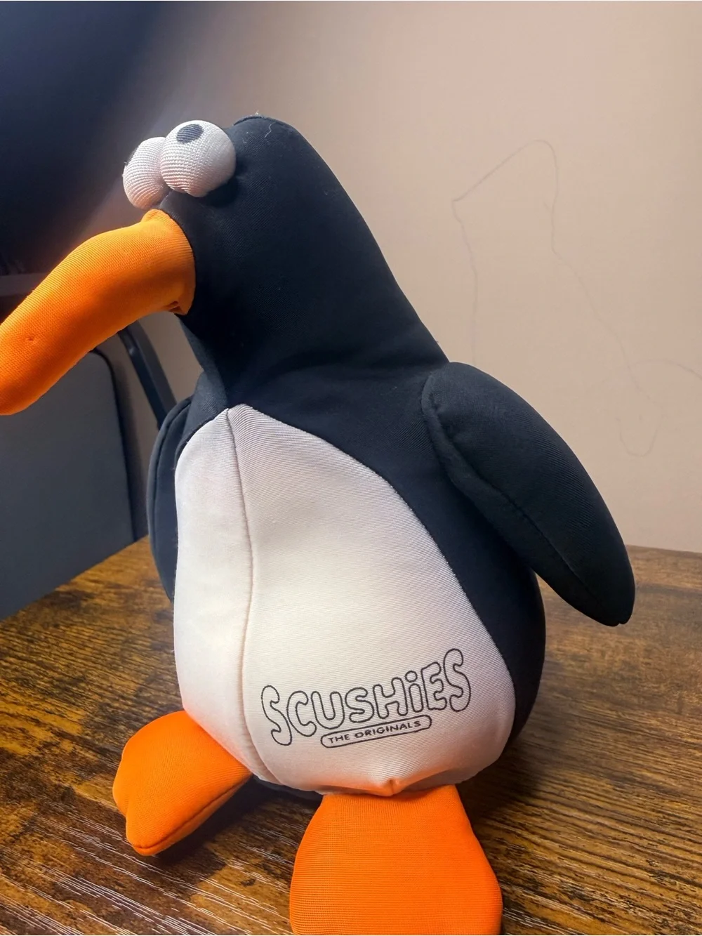 Scushies Black & White Plush Penguin with Orange Beak and Feet